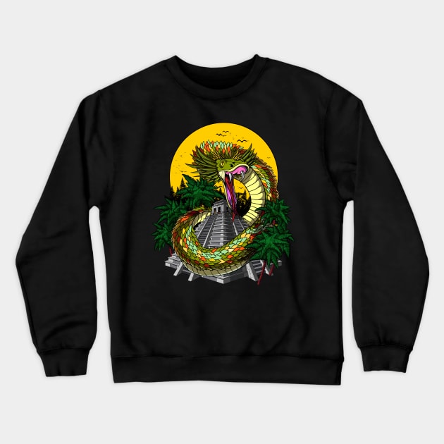 Quetzalcoatl Aztec Serpent God Crewneck Sweatshirt by underheaven